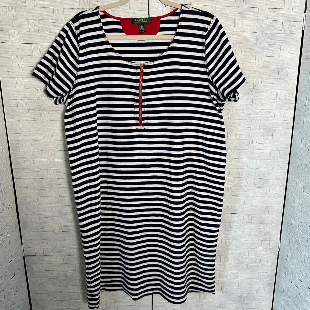 Lauren Ralph Lauren womens t-shirt dress nautical quarter zip collar plus size